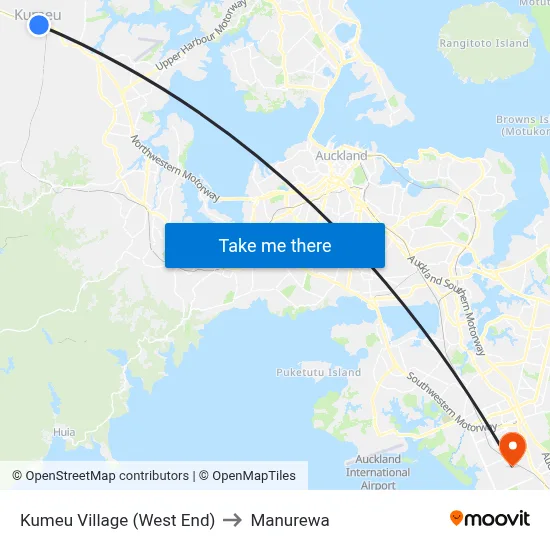 Kumeu Village (West End) to Manurewa map