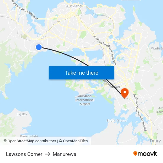 Lawsons Corner to Manurewa map