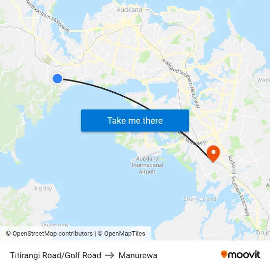 Titirangi Road/Golf Road to Manurewa map