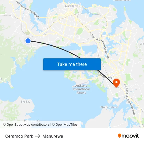 Ceramco Park to Manurewa map