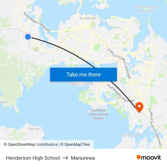 Henderson High School to Manurewa map