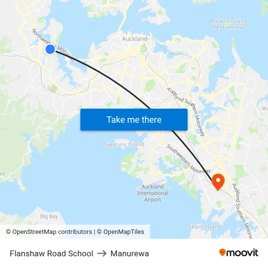 Flanshaw Road School to Manurewa map