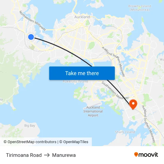 Tirimoana Road to Manurewa map
