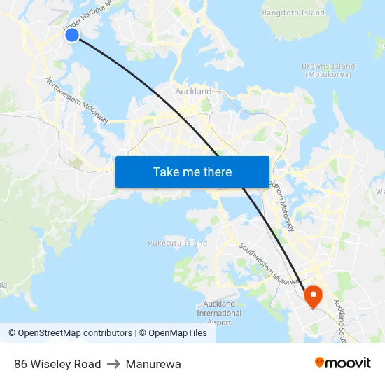 86 Wiseley Road to Manurewa map