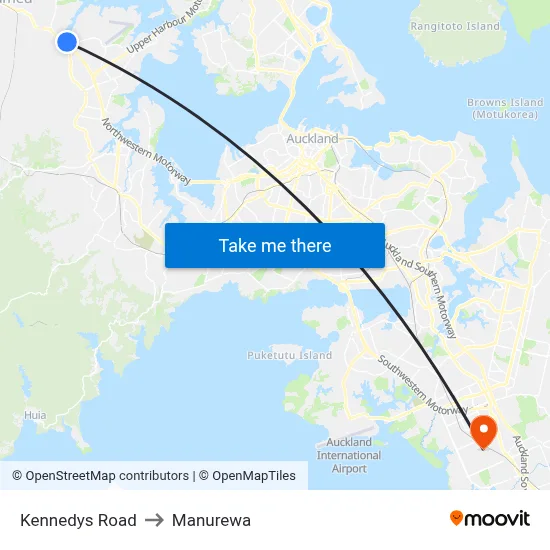 Kennedys Road to Manurewa map