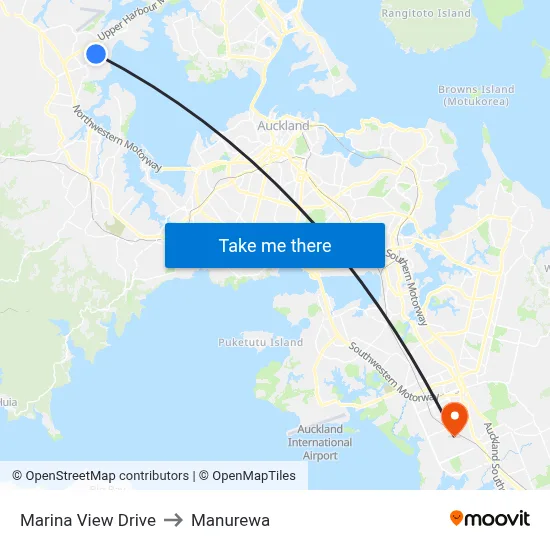 Marina View Drive to Manurewa map