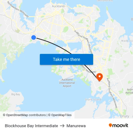 Blockhouse Bay Intermediate to Manurewa map