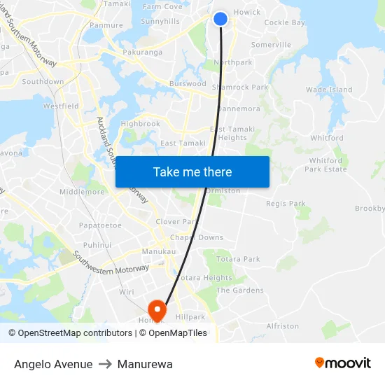 Angelo Avenue to Manurewa map