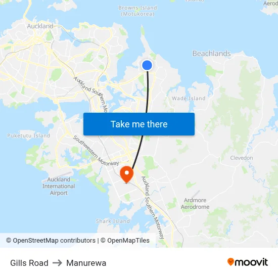Gills Road to Manurewa map