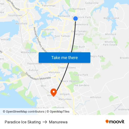 Paradice Ice Skating to Manurewa map
