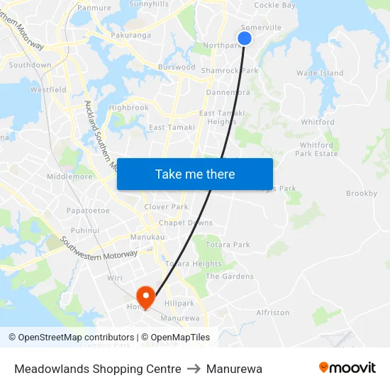 Meadowlands Shopping Centre to Manurewa map