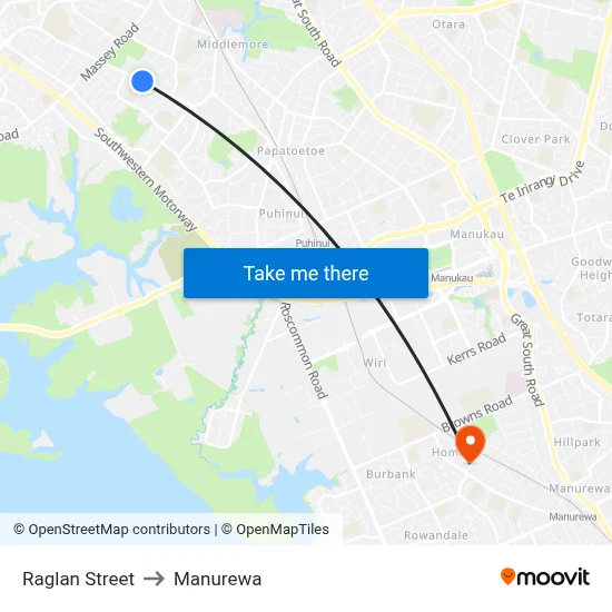Raglan Street to Manurewa map
