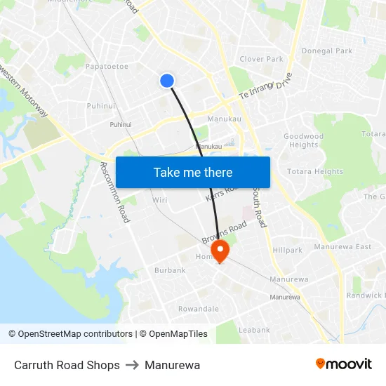 Carruth Road Shops to Manurewa map