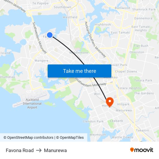 Favona Road to Manurewa map