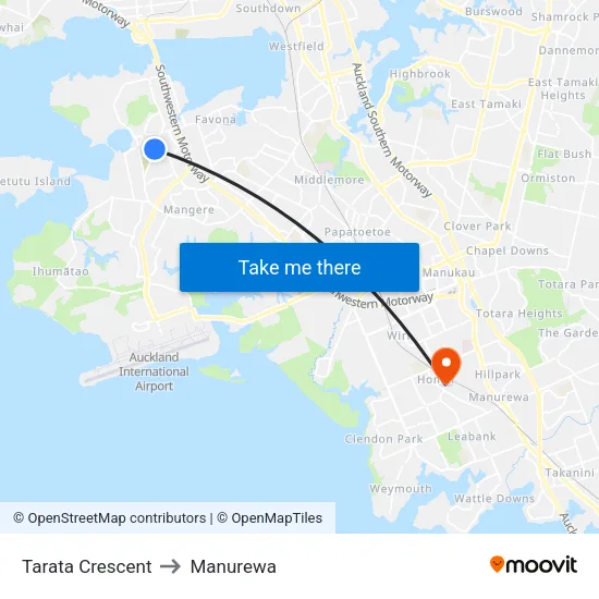 Tarata Crescent to Manurewa map