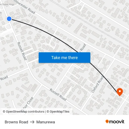 Browns Road to Manurewa map