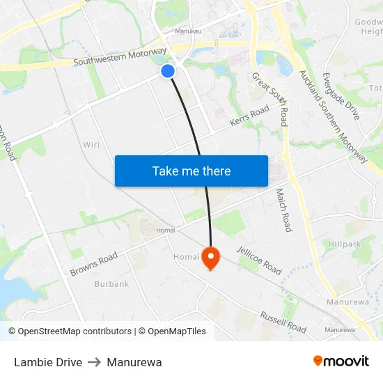 Lambie Drive to Manurewa map