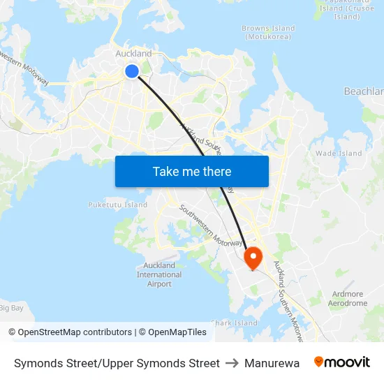 Symonds Street/Upper Symonds Street to Manurewa map