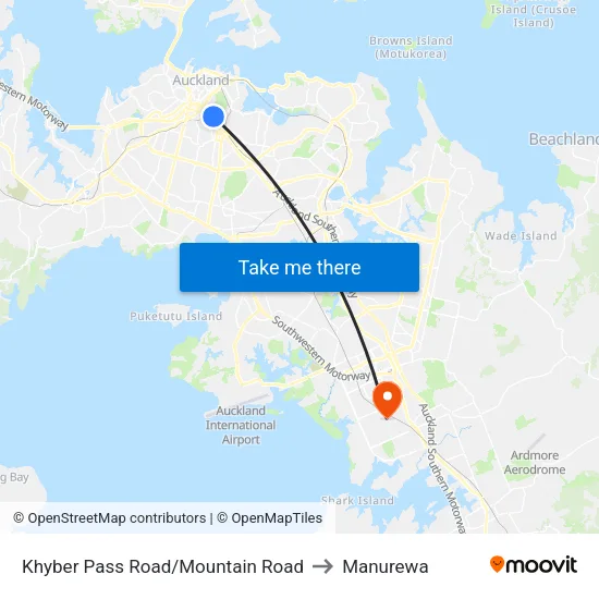 Khyber Pass Road/Mountain Road to Manurewa map