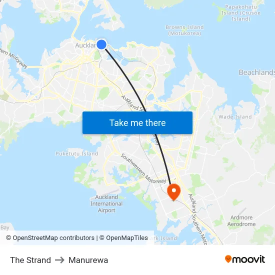 The Strand to Manurewa map