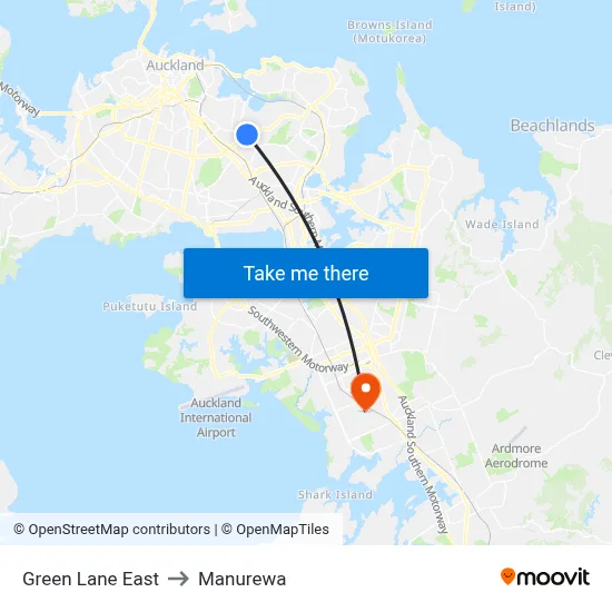 Green Lane East to Manurewa map
