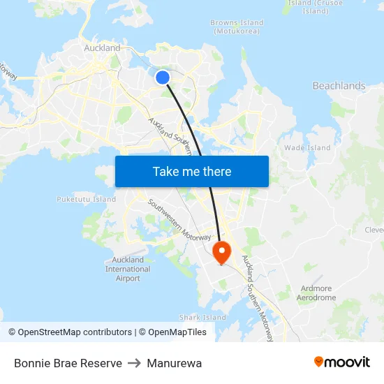 Bonnie Brae Reserve to Manurewa map