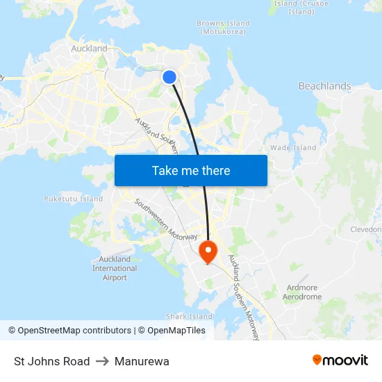 St Johns Road to Manurewa map