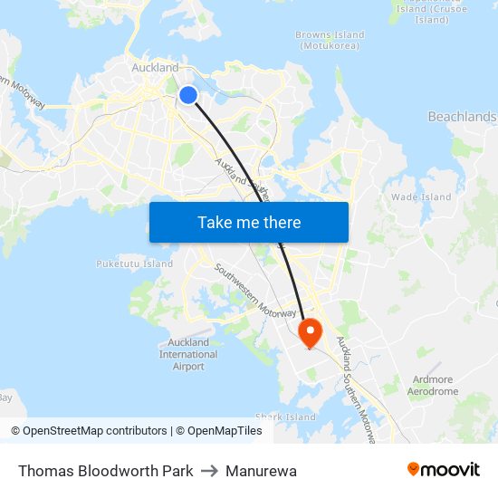 Thomas Bloodworth Park to Manurewa map