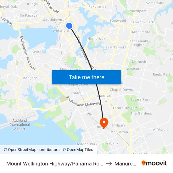 Mount Wellington Highway/Panama Road to Manurewa map