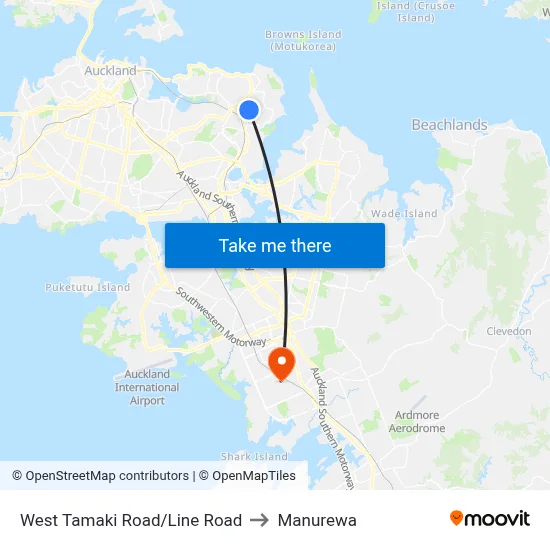 West Tamaki Road/Line Road to Manurewa map