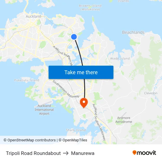 Tripoli Road Roundabout to Manurewa map