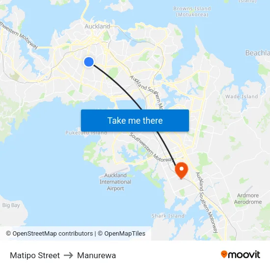 Matipo Street to Manurewa map