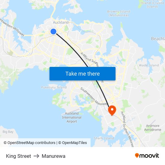 King Street to Manurewa map