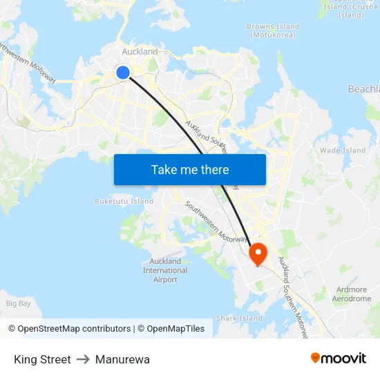 King Street to Manurewa map