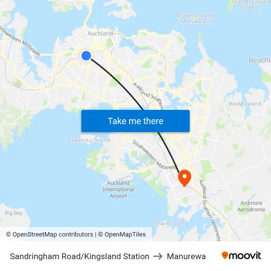 Sandringham Road/Kingsland Station to Manurewa map