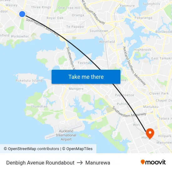 Denbigh Avenue Roundabout to Manurewa map
