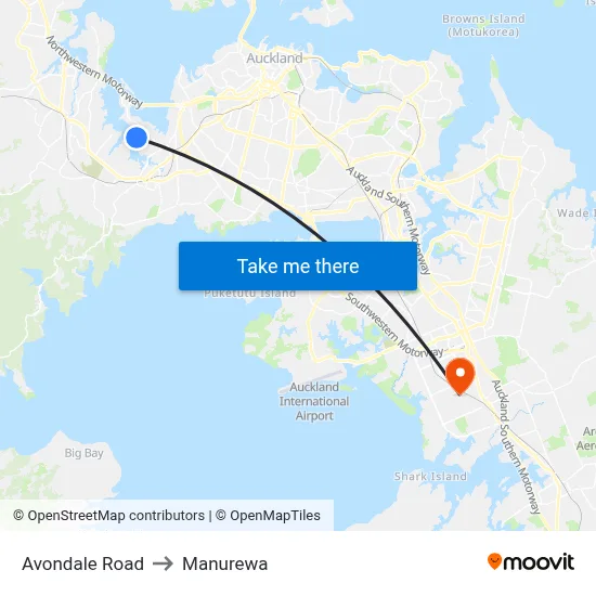 Avondale Road to Manurewa map