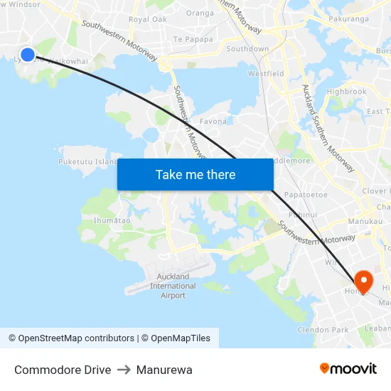 Commodore Drive to Manurewa map