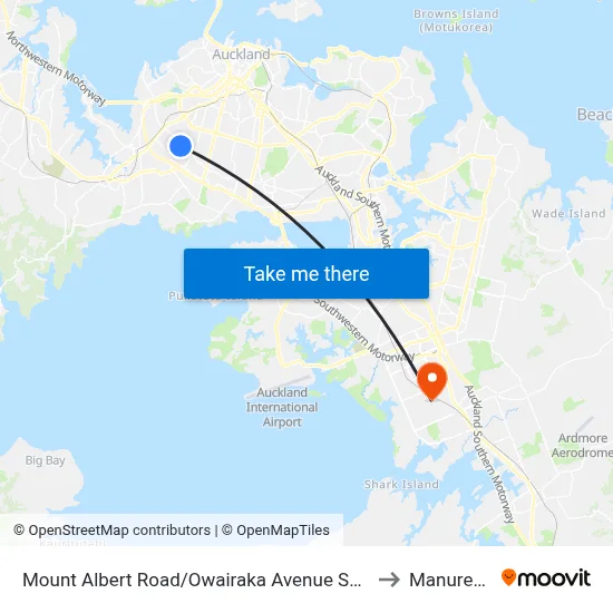 Mount Albert Road/Owairaka Avenue Shops to Manurewa map