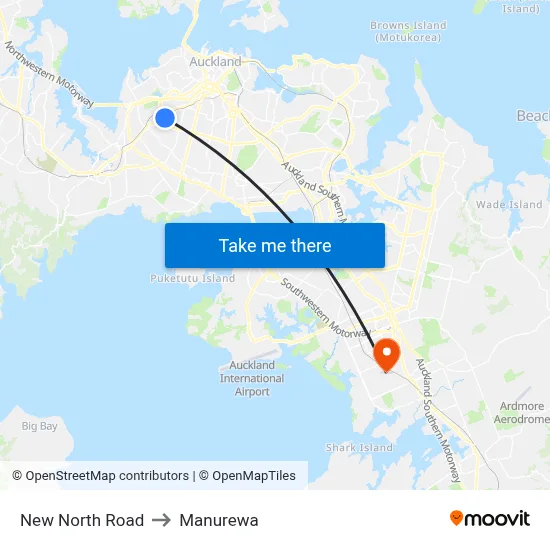New North Road to Manurewa map