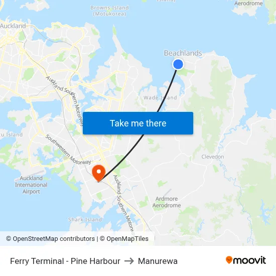 Ferry Terminal - Pine Harbour to Manurewa map