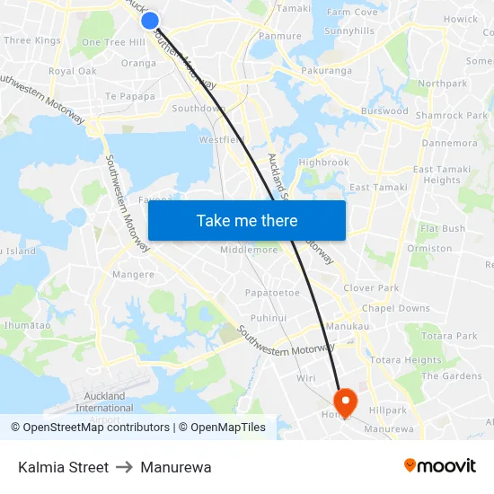 Kalmia Street to Manurewa map