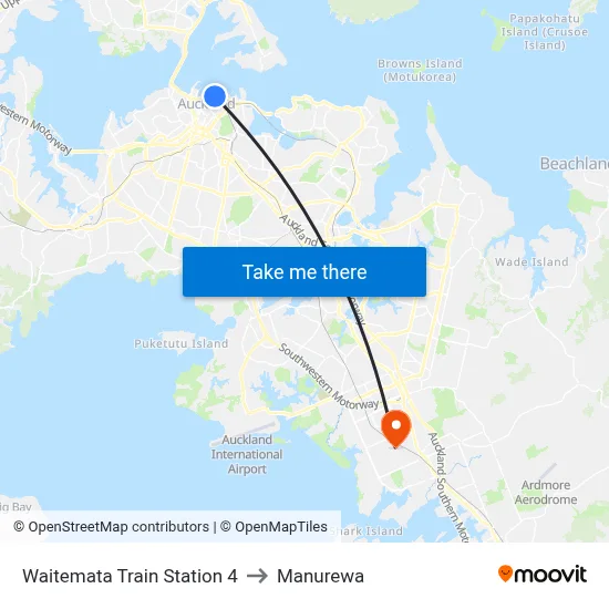 Waitemata Train Station 4 to Manurewa map