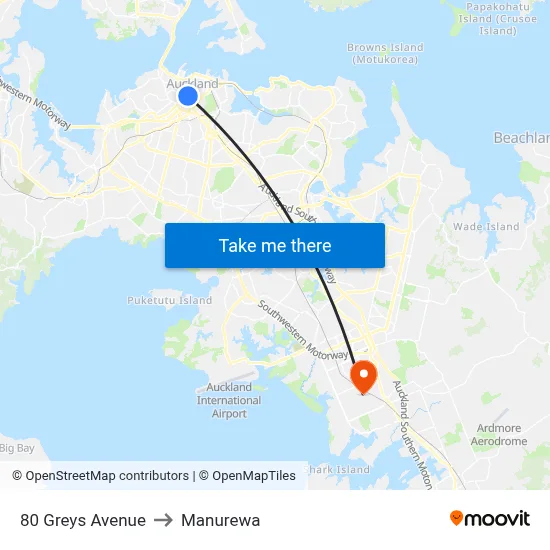 80 Greys Avenue to Manurewa map