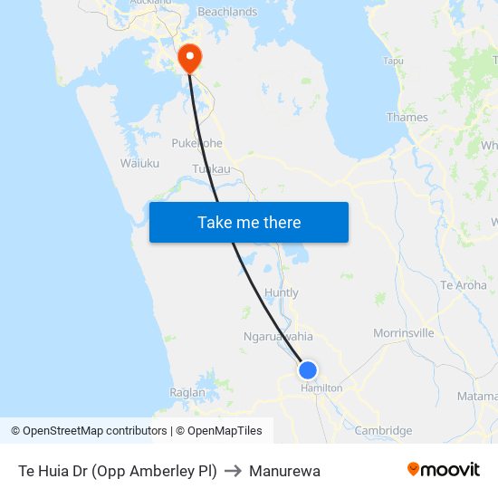 Te Huia Dr (Opp Amberley Pl) to Manurewa map