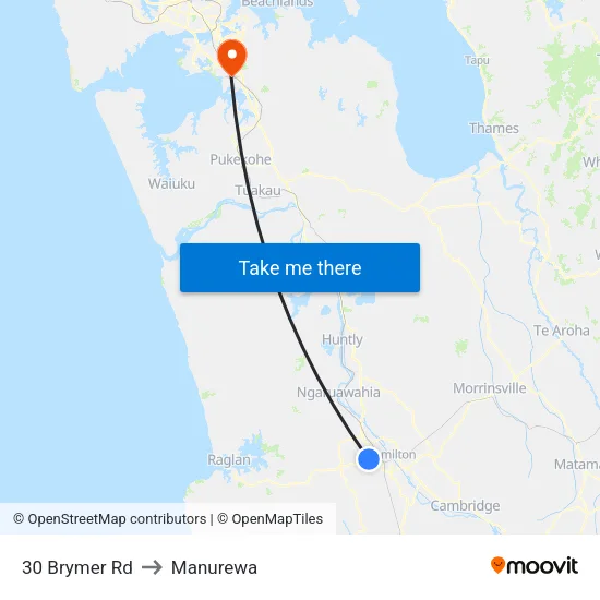 30 Brymer Rd, Hamilton to Manurewa map