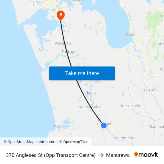 370 Anglesea St, Hamilton (Opp Transport Centre) to Manurewa map