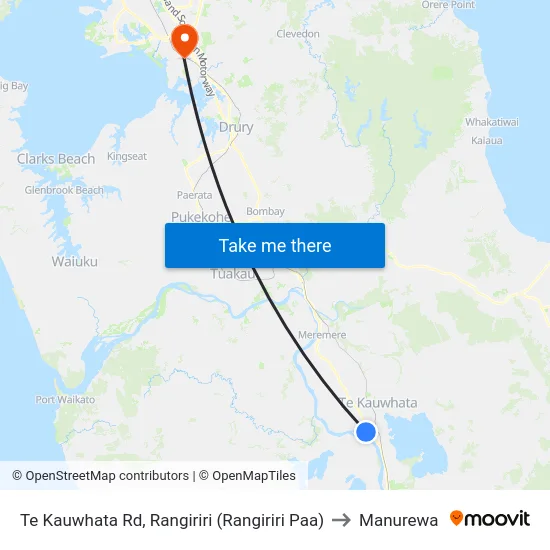 Te Kauwhata Rd, Rangiriri (Rangiriri Paa) to Manurewa map