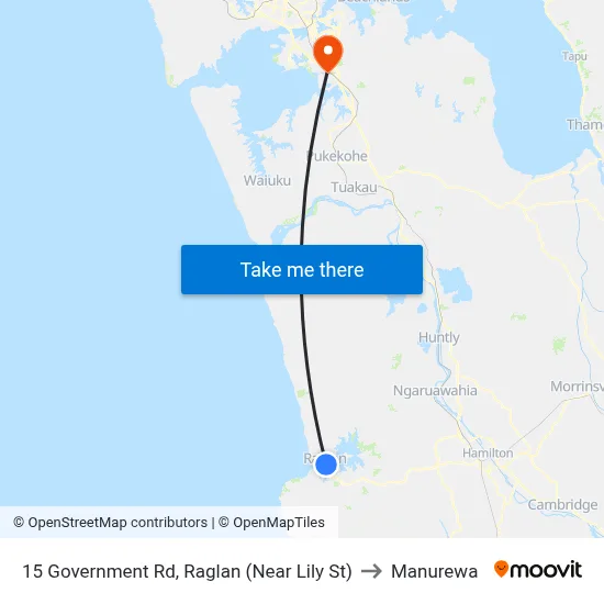 15 Government Rd, Raglan (Near Lily St) to Manurewa map