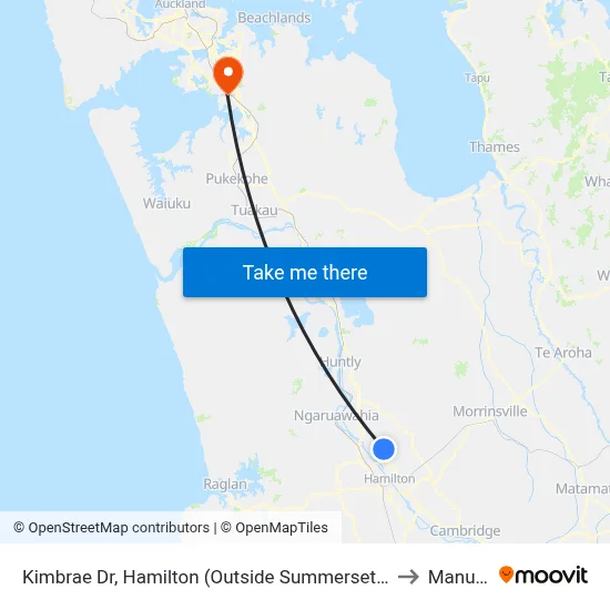 Kimbrae Dr, Hamilton (Outside Summerset Retirement Village) to Manurewa map